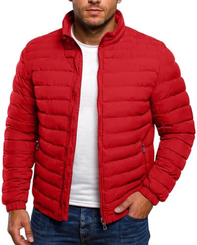 Genérico Chaqueta Hombre Invierno Color Liso, Chaqueta Hombre Entretiempo Cuello Mao De Cremallera Sin Capucha, Plumíferos Montaña - Chaquetas Trekking Moda