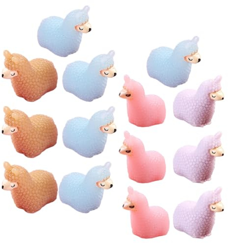 POPETPOP Lot de 15 Figurines Miniatures D’alpagas en Résine Colorée, Petits Animaux Décoratifs pour Jardin Miniature, Maison de Poupée et Décoration Festive