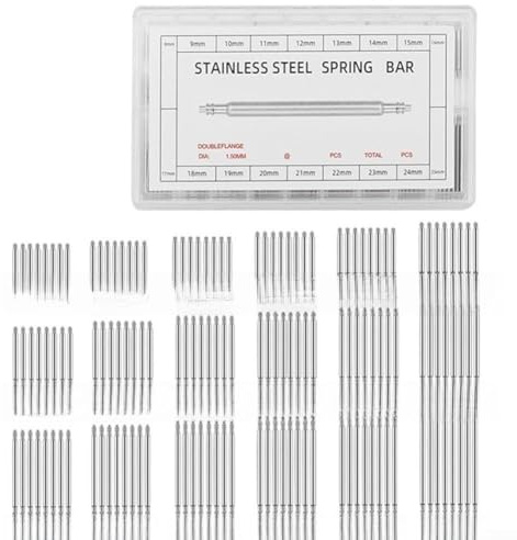 Kit di strumenti per la riparazione di orologi in acciaio inox, 144 pezzi, con barrette a molla e perno di collegamento per collegamenti del cinturino
