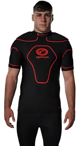 Optimum Origin Epaulières de Rugby Homme, Noir/Rouge, M