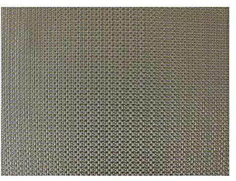 Risch Vinyl Woven Placemats, Elegant Rectangular Plastic Weave Placemat, Indoor or Outdoor Dining, Washable, Reusable, Heavy Duty, Non-Slip, 16” x 12”, Metallic Taupe, Set of 12