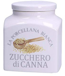 La Porcellana Bianca Porzellandose Deco Zuckerrohr in Geschenkbox - Vorratsdose - Küchendosen - Porzellan - 1100 cc; 11,5x11,5xH14,5 cm