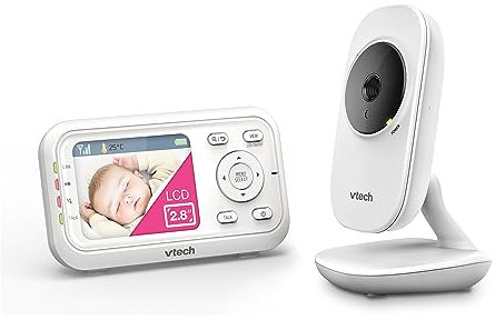 Vtech Baby Monitor VM3255 - Video Baby Monitor with Movable Camera - Clear Sound, 2.8 Inch LCD Colour Screen and Night Vision Function - With Intercom Function, Lullabies and Sounds