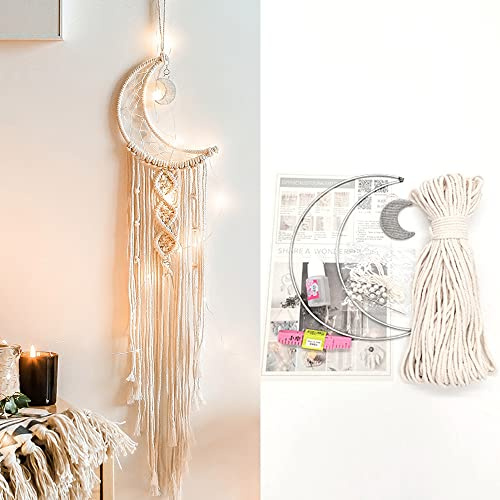 Set di acchiappasogni, macramè, filato di cotone, filo per fai da te, accessori macramè, decorazione da parete, arazzo per piante