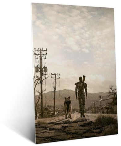 Displate Offiziell Fallout MetallPoster Magnetische Befestigung Inklusive Lizenziert Bilder Hochwertiges Poster Fallout 3 Key Art - The Road 45 cm x 32 cm