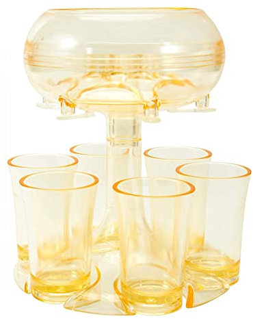 Dispensador y Soporte con 6 Vasos De Chupito Plastico, Dispensador de Bebidas Copa de Coctel, Dispensador de Cerveza, Dispensador de Vino Bebidas, Fiestas Reuniones Familiares Amigos Picnics y Bares