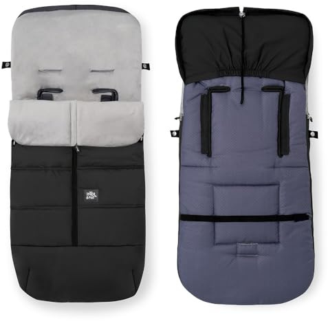 Chanceliere Bebe Poussette Interbaby | Couverture Poussette Bebe Hiver, Doux | Sac de Couchage Poussette Bebe Détachable, Double Ouverture, Lavage Facile, Matériaux Antiallergiques, Noir