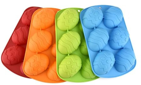 HOLIDYOYO 6-Egg Easter Egg Cake Molds Non-Stick Silicone Baking Molds for Easter Cake