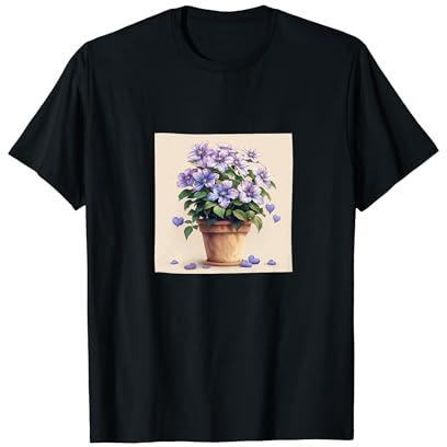Clematis Plant In Pot Cottagecore Hearts Graphic T-Shirt