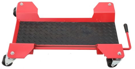 YILIKISS Red Motorcycle Dolly Centre Stand - Heavy-Duty Steel, Compact Design with In-Built Brake, Easy Mobility, 250 kg Capacity