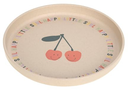 LÄSSIG Barntallrik utan melamin, BPA-fri, för diskmaskin och mikrovågsugn/tallrik glad frukt körsbär