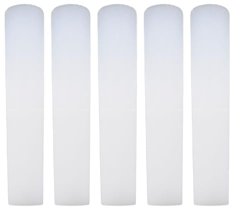 5 Stück Klarinettenblätter, Bb-Klarinettenharzblätter, Traditionelle Stärke, 2,5 Blätter, Dünnere Blätterspitze für Übung und Leistung (WHITE)