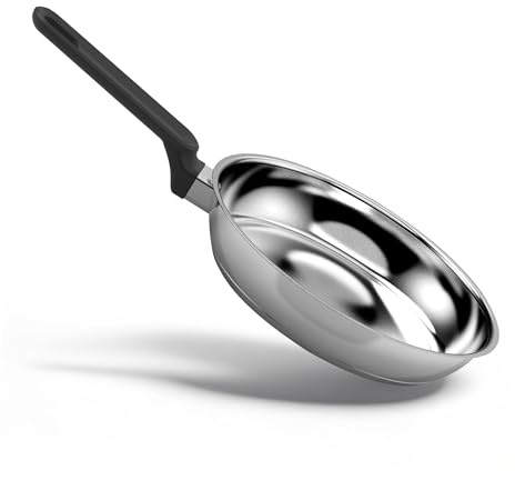 Karinear Edelstahl Pfanne Induktion 22 cm | Edelstahlpfanne | Stainless Steel Pan | Induktionspfanne | Spülmaschinenfest
