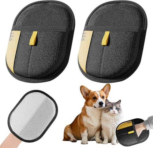 ZONJIE 2 Stück Pet Hair Remover Katzenhandschuh, Fellmagnet Handschuh Katzenhaare, Pet Hair Remover Katzenhandschuh, Tierhaarentferner Bürste, Wiederverwendbare Antistatische Handschuhe Doppelseitige