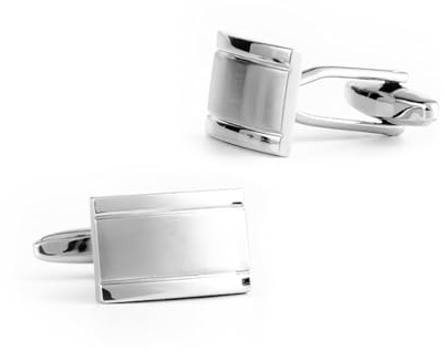Boutons de Manchette Homme Argent Rectangulaires, Design Géométrique Élégant avec Finition Mate et Brossée, Cufflinks pour Mariage, Affaires, Tenue de Soirée pour Homme