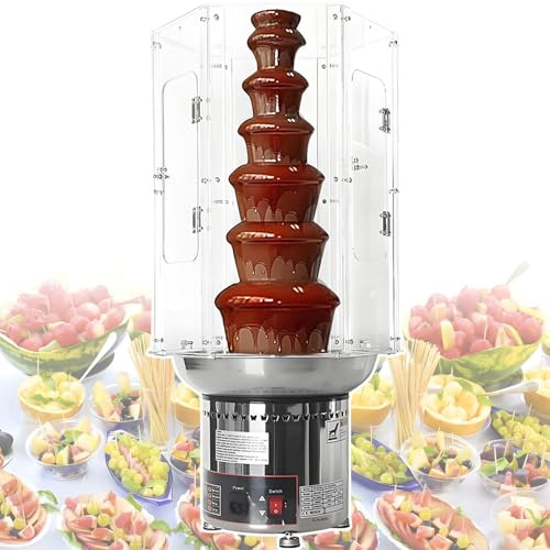 vnmudzeo Fontaine à Chocolat 4 à 7 Niveaux, RéGlage 0 à 150 °C, éCran NuméRique, Axe Central Amovible, Grande Capacité De 3 à 8 Kg 7Tier