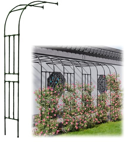 Elegante arco de jardín de media cara, enrejado de rosas de metal resistente para plantas trepadoras, perfecto para uso en interiores y exteriores, patio, césped, decoración de boda, pabellón de