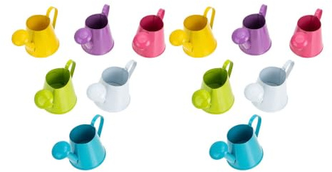 Mini Arrosoir en Fer 12 Pièces, Modèle de Petite Taille | Poignée à Main, sans Rebord Relevé, Décoration Paysage, Accessoire Photo, pour Garçon et Filles