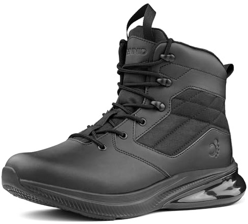 CENNID Botas de Trabajo Tácticas Militares para Hombre Impermeable con Cremallera Plantillas Ortopédicas Botas de Combate de Motocicleta, Negro 42 EU