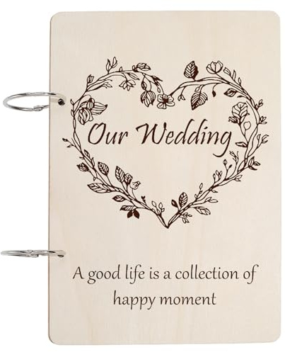 PRESSINART Hochzeitskarten Binder Holzkarten Organizer Kartenhalter Unser Hochzeitsgeschenk Aufbewahrung Mit Schnallen Einzigartiges Speicher Erinnerungsbuch Halter Für Fotos Erinnerungen Album Party