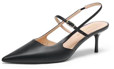 DREAM PAIRS Women's Mary Jane Slingback Kitten Heels | 2.36 Kitten Heel, Closed Pointed Toe, Mary Jane Slingbacks, 4mm High-resilience Insole