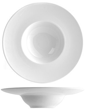 Saturnia 175014 - Plato Hondo Gourmet de Porcelana, Sombrero de Sacerdote, Color Blanco y Gris