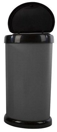 KetoPlastics Moda 42L Touch Top Plastic Bin, Silver with a Sleek Modern Design perfect for Offices