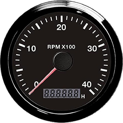 ELING 85 mm 4000 varv/min varvräknare mätare med justerbar timmemätare och varvtmotor bil båt 85 mm med röd eller gul bakgrundsbelysning 12 V/24 V