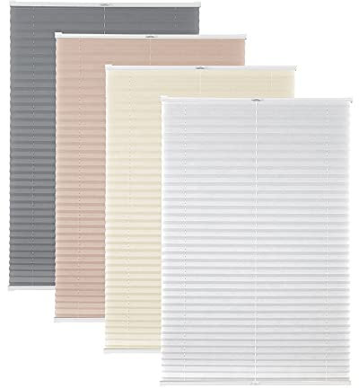 Victoria M. Elegance Plissee, Sichtschutz Fenster Sonnenschutz, Lichtdurchlässig, Vliesstoff, mit und ohne Bohren, 70 x 150 cm, Grau