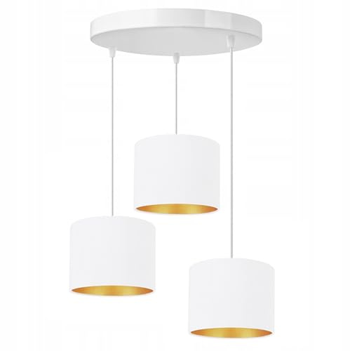 FKL DESIGN Home Deco – Wand Lampe Esstisch – Hängeleuchten & Pendelleuchten – Deckenlampe Hängend – Lampenschirm Hängelampe- Esszimmerlampe - Wohnzimmer - Küchenlampe - Weiß, Serie 917