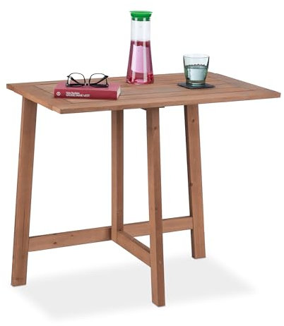 Relaxdays Tavolino Pieghevole, da Parete, Balcone e Giardino, Legno di Abete, Outdoor, HxLxP: 73x80x50 cm, Marrone