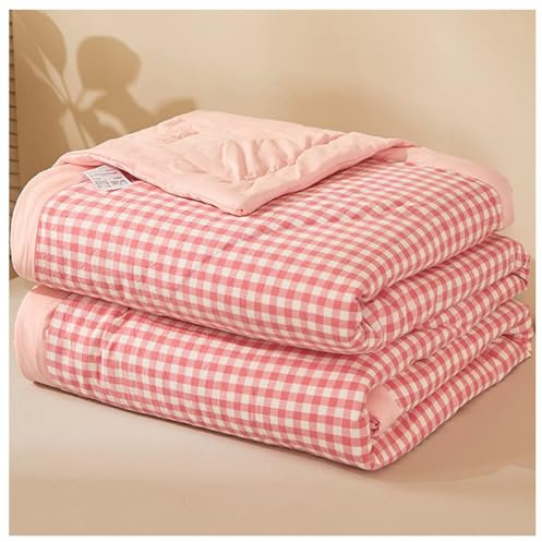 TOULIVER Colcha Acolchada Fina Suave Cubrecama Rellenos Finos Toda Temporada Edredón Reversible Estampada a Cuadros Transpirable Colcha de algodón, para Verano Cama Matrimonio Individual,D,150x200cm