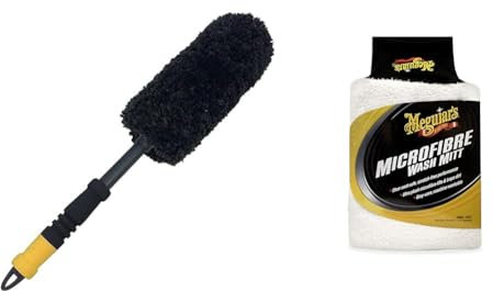 Meguiar`s X1901EU Supreme Wheel Brush Large (Wool) & Gant de Lavage en Microfibres
