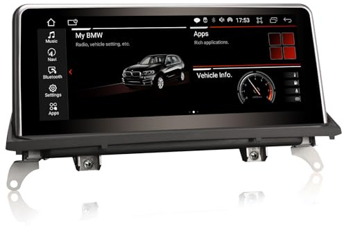 Erisin 10.25 inch 8-Core 4GB+64GB Android 14 Car Stereo Bluetooth with Sat Nav for BMW X5 E70 X6 E71 (2011-2013) CIC System Support GPS CarPlay Android Auto DAB+ WiFi 4G TPMS SWC DVR USB IPS Screen