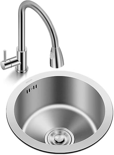 NIZAME Küchenspülen aus Edelstahl mit Wasserhahn und Abfluss, modernes silbernes Wohnmobil-Waschbecken, Einzelbecken, Bar-Vorbereitungsspüle, verwendet in Innen- und Außenküchen (Größe: 32 x 32 x 2