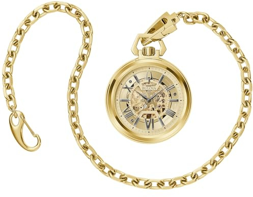 Bulova Sutton Classic Gold Tone Grey Accent Dial and Gold Tone Stainless Pocket Watch 50mm - 97A178