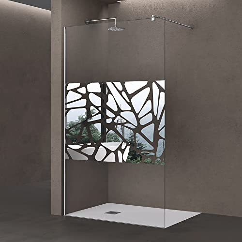 doporro Box Doccia Walk-In 130x200cm, Parete Doccia Anticalcare in Vetro da 10mm con Braccio Sostegno Telescopico in Acciaio BRAM1 Bremen02BL
