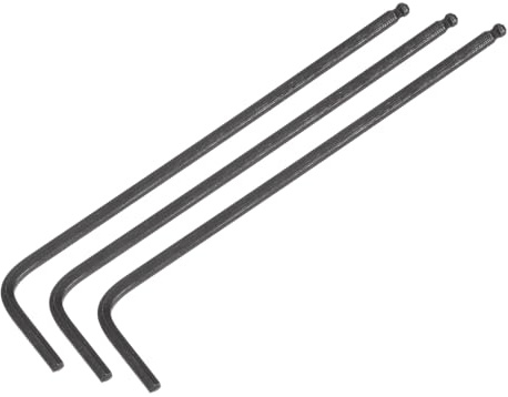 sourcing map 3pcs 2.5mm Ball End Hex Key Wrench, Metric L Shaped Long Arm CR-V Repairing Tool for Bikes Furniture Repair, Black