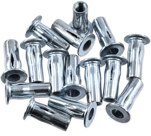 Keadic Lot de 15 écrous à rivets multi-grip M8 pré-bulbed - Inserts filetés galvanisés - Tête plate fendue - Éléments de connexion pour l'industrie de la construction