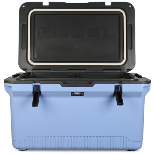 ENGEL 56,8 Liter Große Kühlbox - Ultra-Leicht, Tragbare, Passive Kühlbox für Camping, Picknick, Wandern, Festival - Eisbox Ohne Strom Hält EIS bis zu 7 Tage, 75 x 45,7 x 43,2 cm im Blau