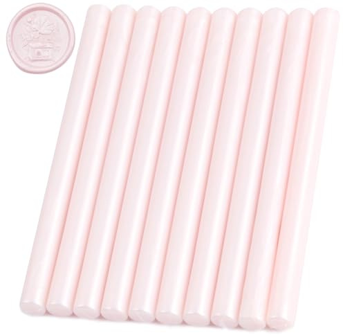 Light Pink Sealing Wax Sticks, HOSEALING 10pcs Glue Gun Sealing Wax Sticks for Wax Seal Stamp, Pink Wax Seal Sticks for Wedding Invitations, Letter Envelope Seals, Great Gift Ideas