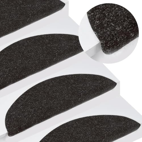 Sufrk Stufenmatten Selbstklebend 15 STK. 56x17x3 cm Schwarz Rechteckig Stufenmatten Schmal Treppenteppich Selbstklebend