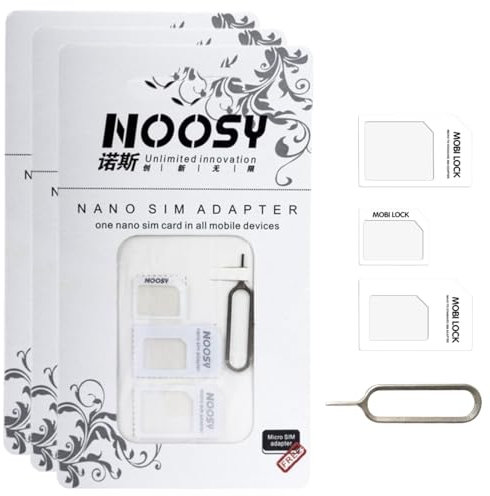 KEQAR 3 Set 4 in 1 Adattatore Nano SIM, Adattatore SIM Card con Strumento di Espulsione, Compatibile con Smartphone
