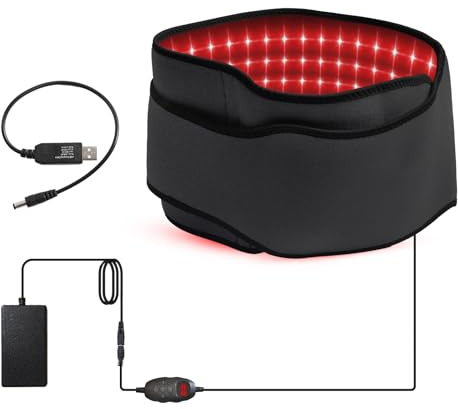 Roter Licht Therapie Gürtel für Muskelentspannung, tragbares Infrarot Wärmekissen mit 5 Intensitätsstufen & Timer, Handsfree Wrap für Rücken, Knie, Nacken - Entspannung für Zuhause