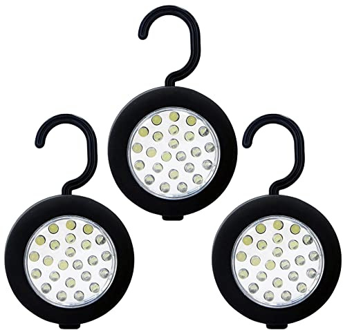 24 LED Work Light Runde Magnetic Integral-Taschenlampe mit Haken und Magnet-Set, 3-er Pack