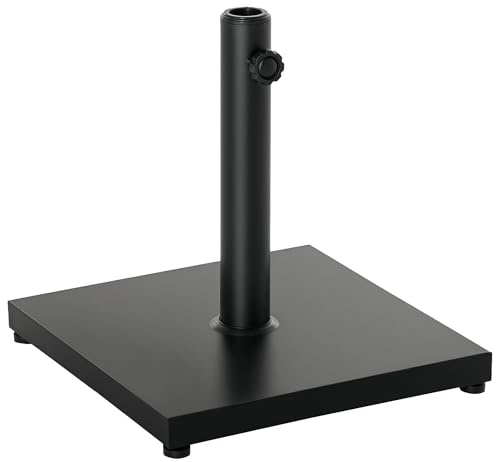 Outsunny Pied de Parasol Base de lestage Parasol carré dim. 40L x 40I x 43H cm Poids Net 13 Kg Ciment métal Noir