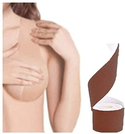 Nastro Boob,nastro per il seno,Nastro Reggiseno push-up del seno di sollevamento invisibile reggiseno senza spalline immediato Sticky impermeabile adesivo for A a E coppa del seno-2.5M x 6cm, Brown