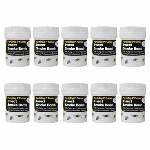 Smoke Bomb Professional Strength Fogger Fumigator for Fleas Bed bugs Moths Cluster fly Spider Poultry Red Mite and all insects Killer Midi Fumer 11g by Pest O One® (Pack of 10)
