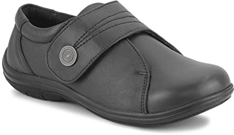 Dr Keller Womens Wide Fit Shoes Ladies Genuine Leather Wide Opening Touch Fasten Diabetic Easy Wear Orthopaedic Nurse Shoes (Black, UK_Footwear_Size_System, Adult, Women, Numeric, Wide, Numeric_8)