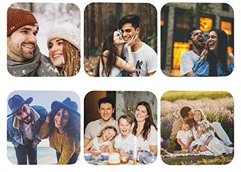 Personalisierte Untersetzer Mit Foto, Eigenes Bild Oder Text Selbst Gestalten, Fotountersetzer Als Lustiges Geschenk Für Paare, Familie, Haustier, Geburtstag Oder Jahrestag (Quadratisch, 6er Set)